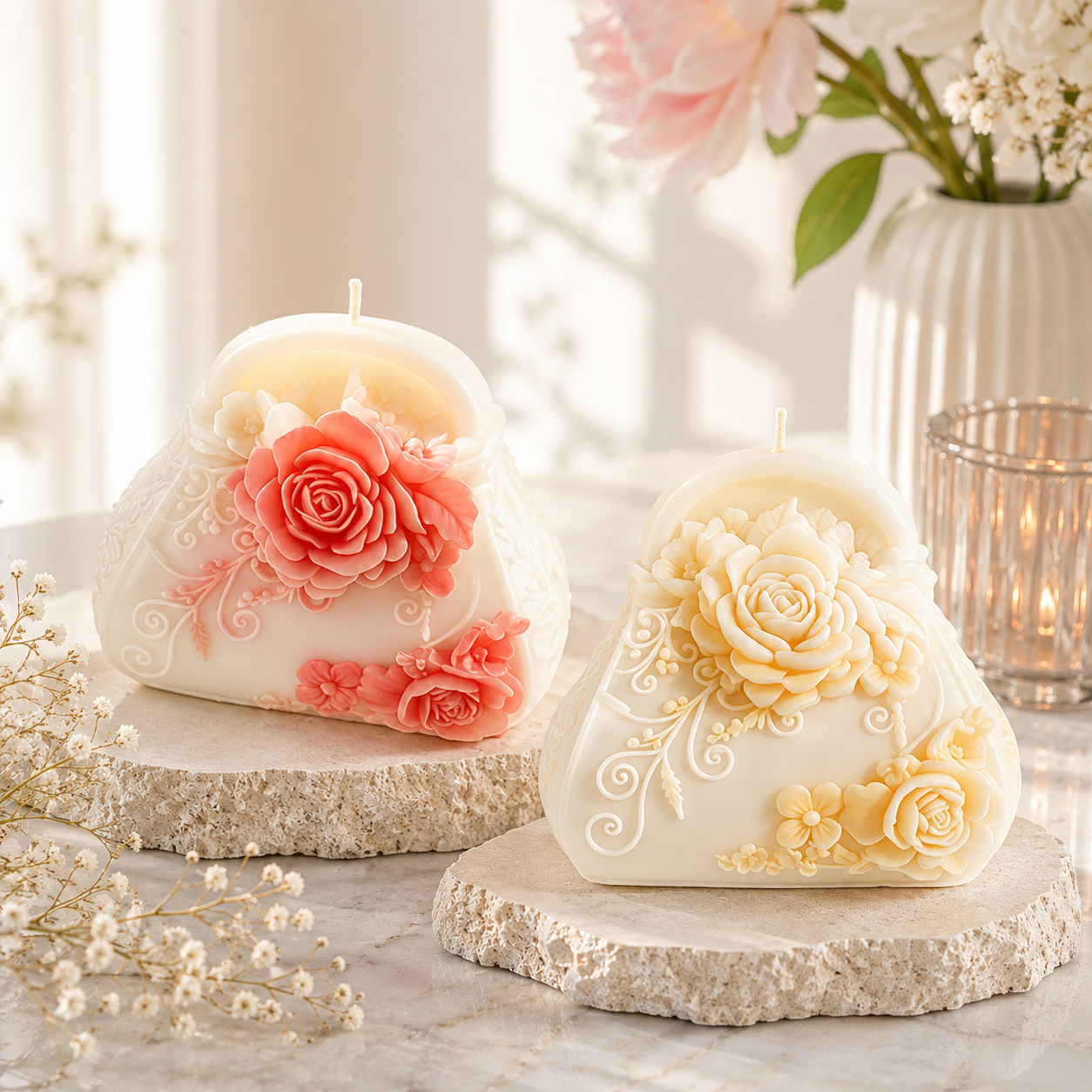 Elegant Rose Handbag Soy Wax Candle