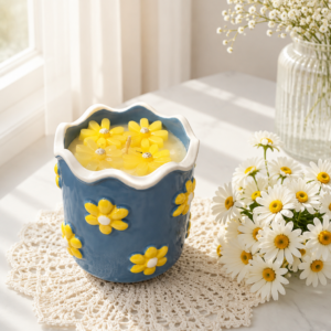 Floral Garden Pot Beeswax Candle