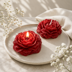 Red rose soy wax candle gift
