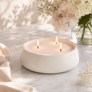 Refillable Pearl Sand Wax Candle in Decorative Bowl